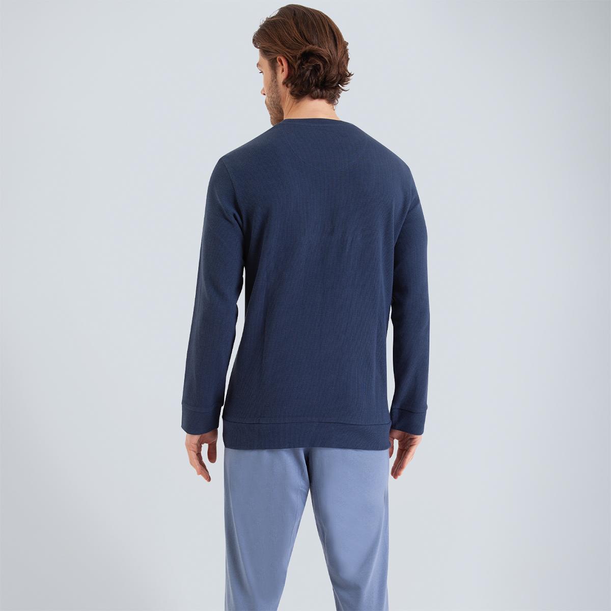 Pyjama long col rond homme Waffle Athena